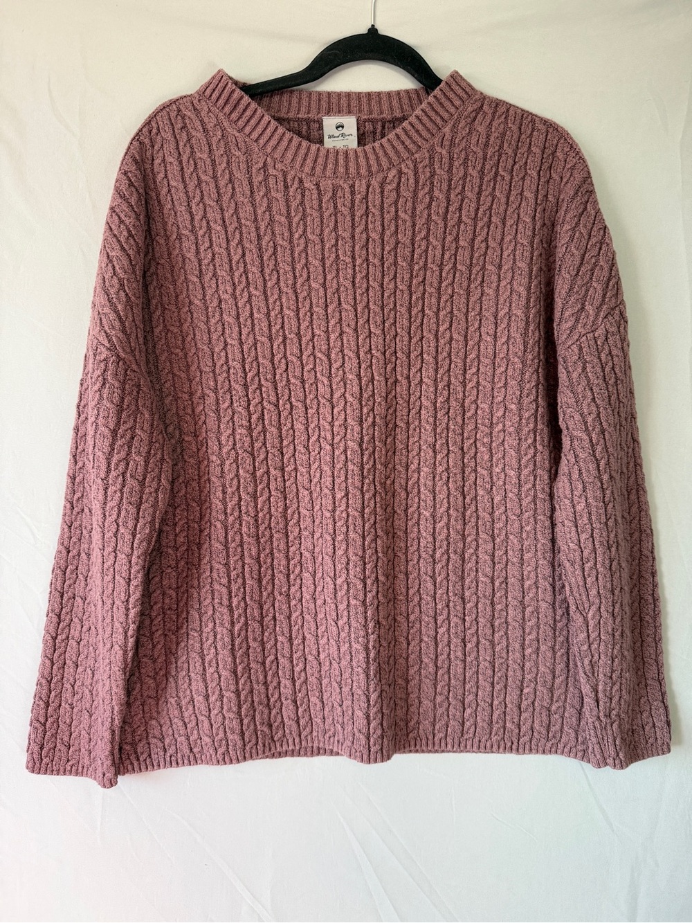 Wind River Womens Cable Knit Pullover Sweatshirt Size XL Dusty Mauve Cabincore